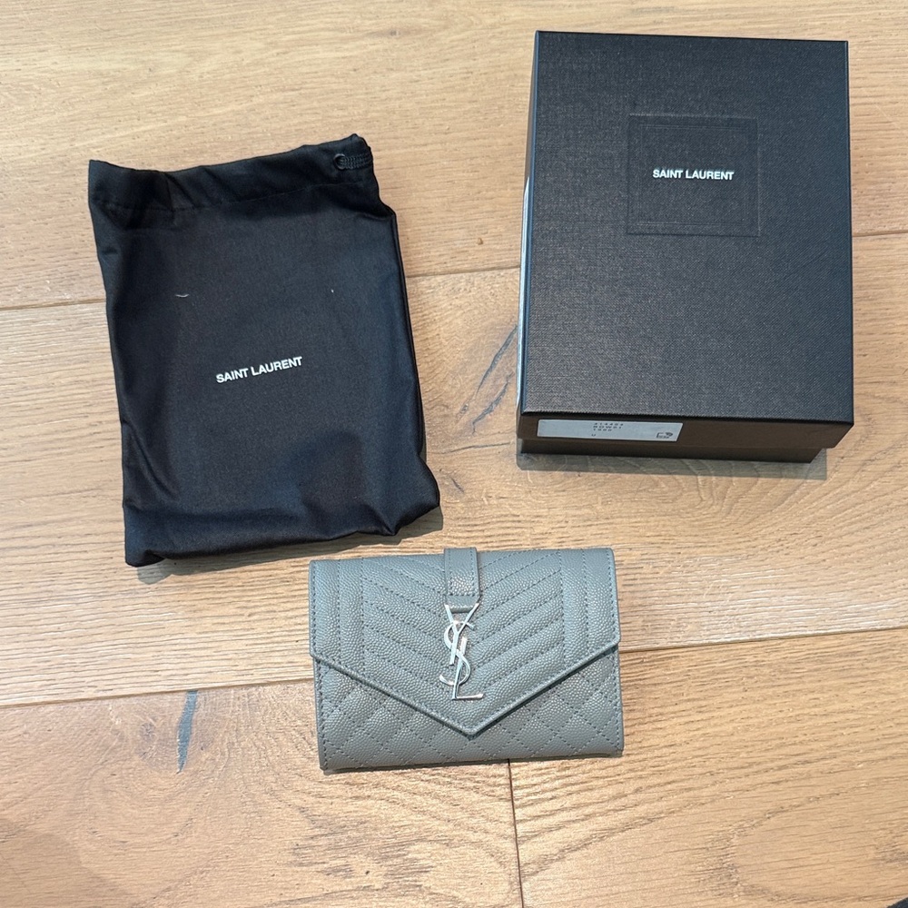 Saint Laurent Gray Quilted Wallet